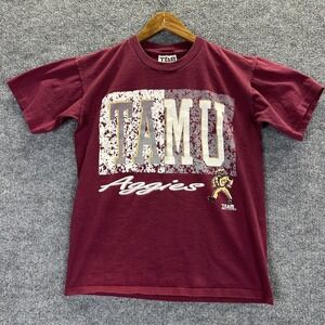 Vintage Texas A&M Aggies Shirt Mens Medium Maroon SEC Football Graphic Tee
